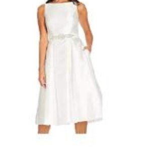 Adrianna Papell Embellished-Belt Fit Flare Dress